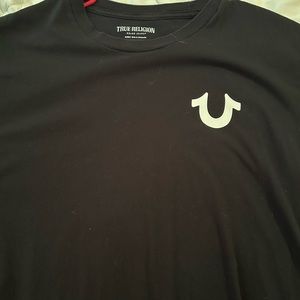 True Religion Black Short Sleeve Tee with White Logo